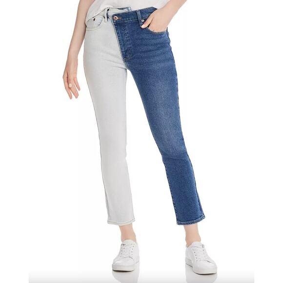 Pistola Two-Tone Light and Dark Wash Cotton Blend Asymmetric Jeans, Size 28 🗣 - Picture 1 of 3